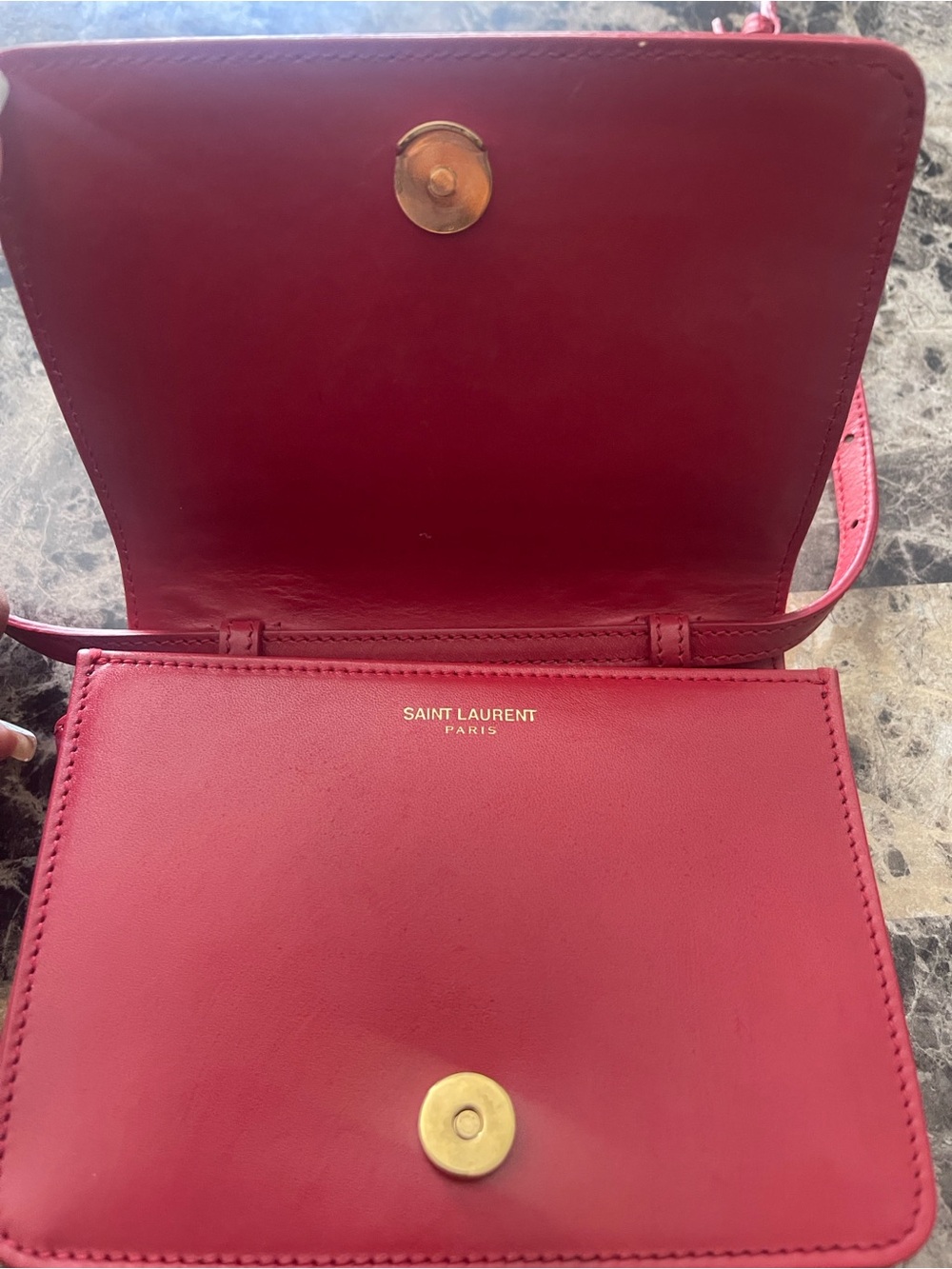 Saint Laurent Red Leather Compact Crossbody Bag - Picture 2 of 5